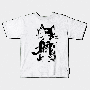 Ninja (yaksha warrior) minimal silhouette white Kids T-Shirt